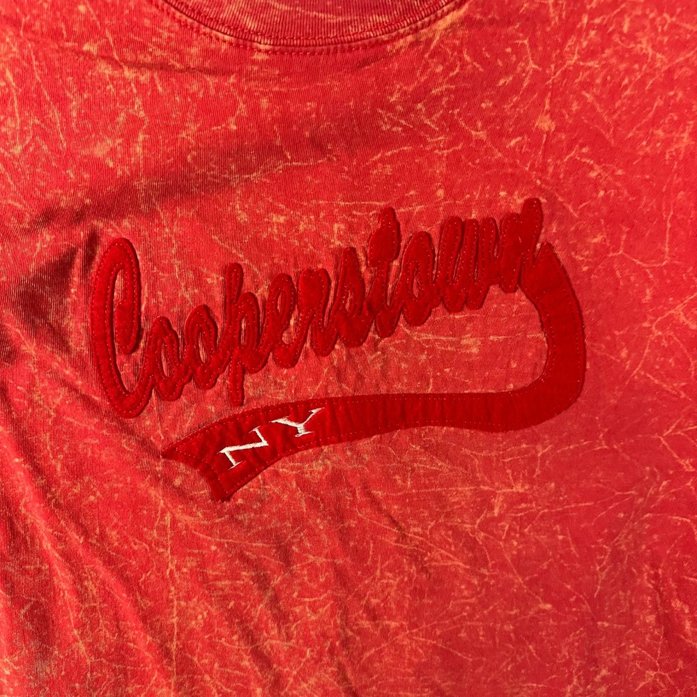 US Vintage Cooperstown NY Acid Wash Graphic T-Shirt‎ Mens Large Red Short Sleeve